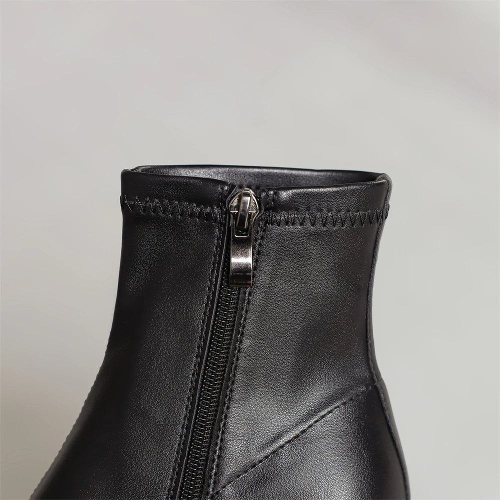 2025 NEW Brand Women Autumn Winter Boots Sexy High Heels Platform Black Brown Side Zip Shoes Woman Ankle Boots Size 33-41