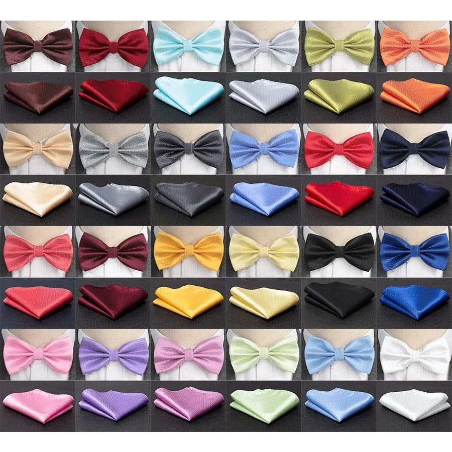 Men Bowtie Cravat Set Solid Fashion Butterfly Party Wedding Bow Ties Girls Formal Dress Tie Mens Bowknot Fashion Accessories BAZAARHUBO