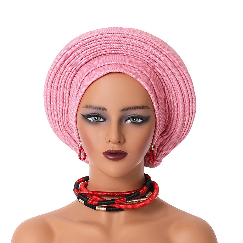 African Headtie Nigerian Aso Oke Headtie Women Hijab Head Wrap Turban Chemo Caps Gele Femme Scarf High Quality for Wedding Party