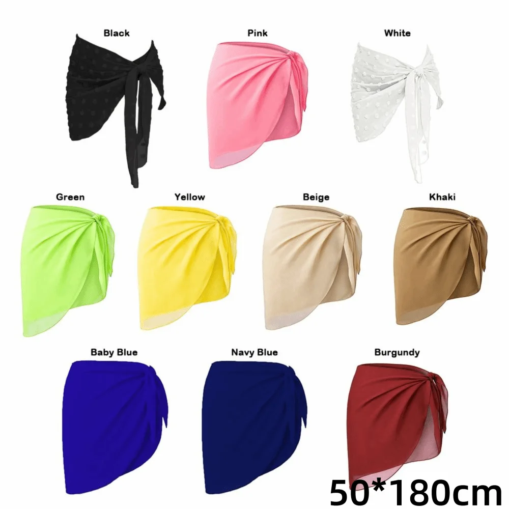 Chiffon Material Beach Dress Sheer Fabric UPF Protection Swimsuit Coverups Short Length Wearable Design Sarongs