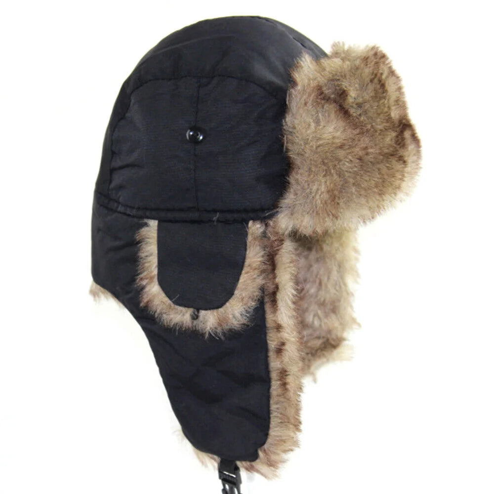 Men's Winter Trapper Aviator Trooper Earflap Warm Russian Waterproof Ski Hat Bomber Cap  Russian Warm Ear Protectors Hats BAZAARHUBO