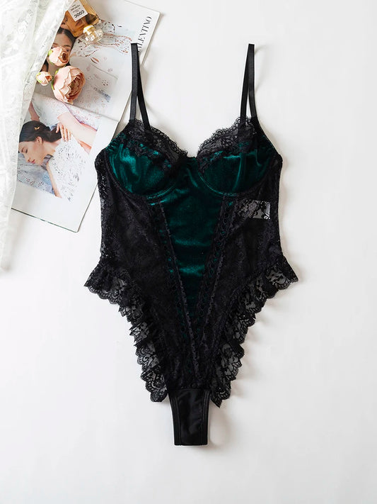 Sexy Lace Bodysuit For Women Vintage Sensual Romper Conjoined Lingerie Ladies American Style Corsets Costumes Slim Lingerie