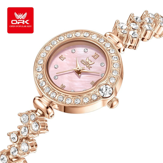 OPK 6054 Full Diamond Woman Watches Original Quartz Wrist Watches for Women Fashion Elegant Waterproof Ladies Watch Girls Gifts
