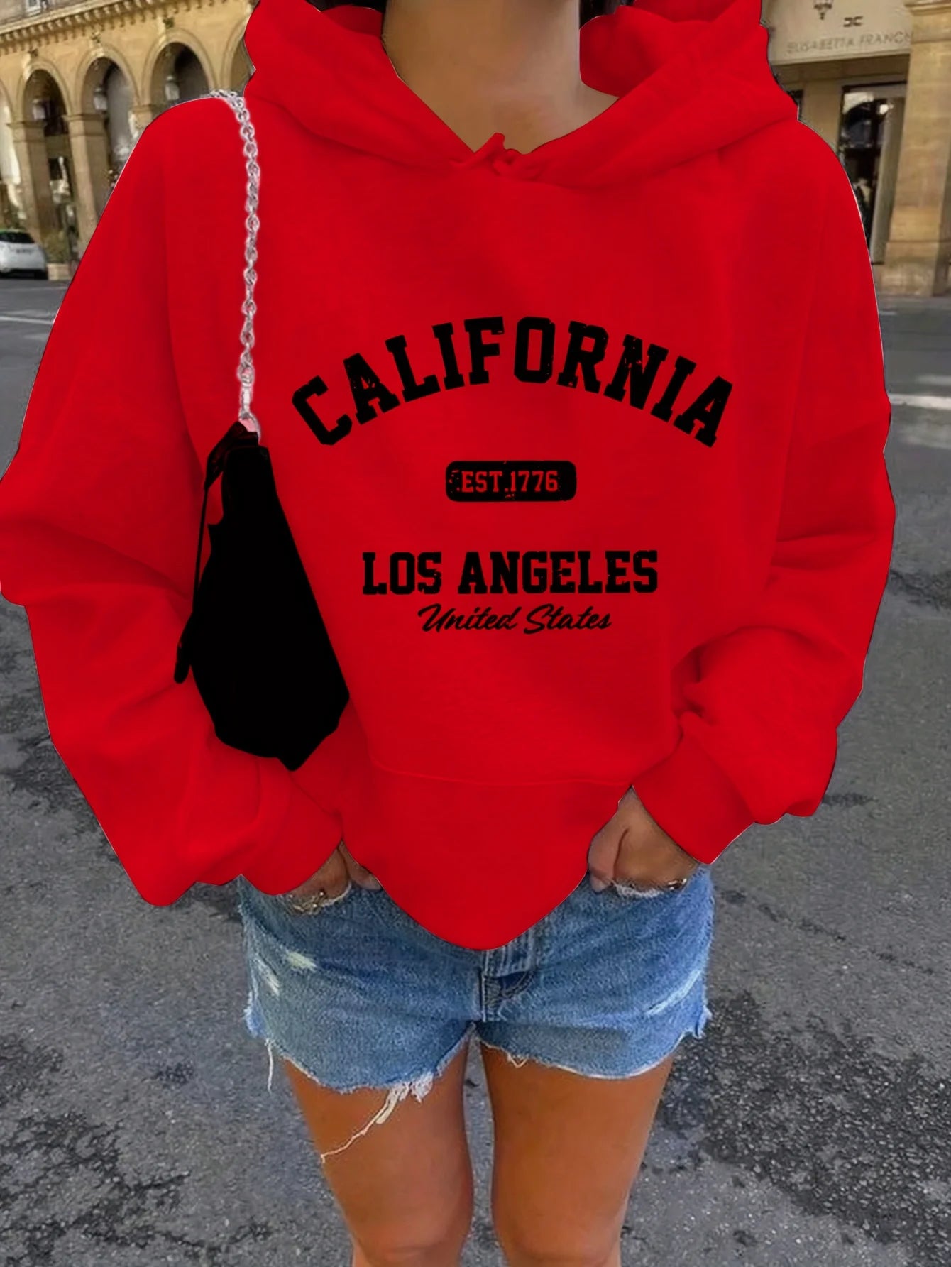 Women's autumn and winter warm and loose casual NOPE not today printed suede long sleeved hooded sweatshirt BAZAARHUBO