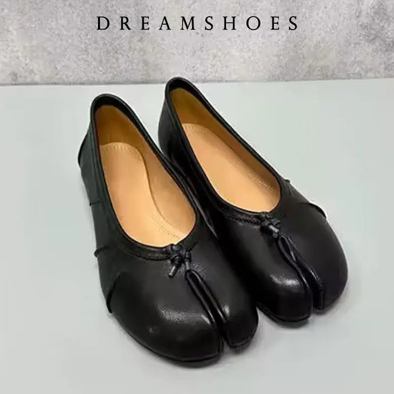 Women Tabi Ninja Soft Comfy Increase Height 3cm Flats Shoes Fashion Bow Knot Split Toe Casual Loafers Shoes