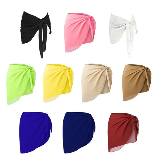 Chiffon Material Beach Dress Sheer Fabric UPF Protection Swimsuit Coverups Short Length Wearable Design Sarongs