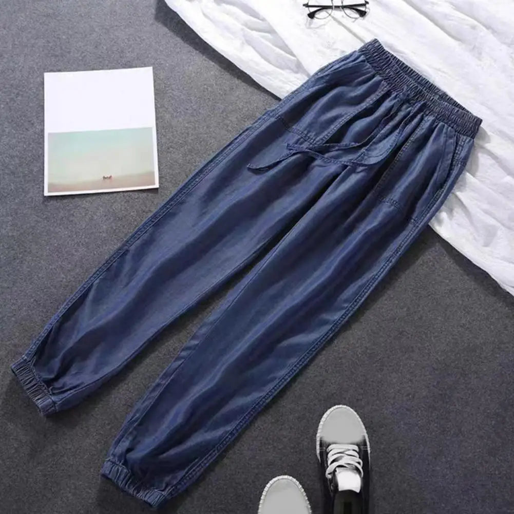 Women Harem Pants High Waist Drawstring Ankle-banded Women Trousers Deep Crotch Elastic Waist Female Trousers Casual Pants