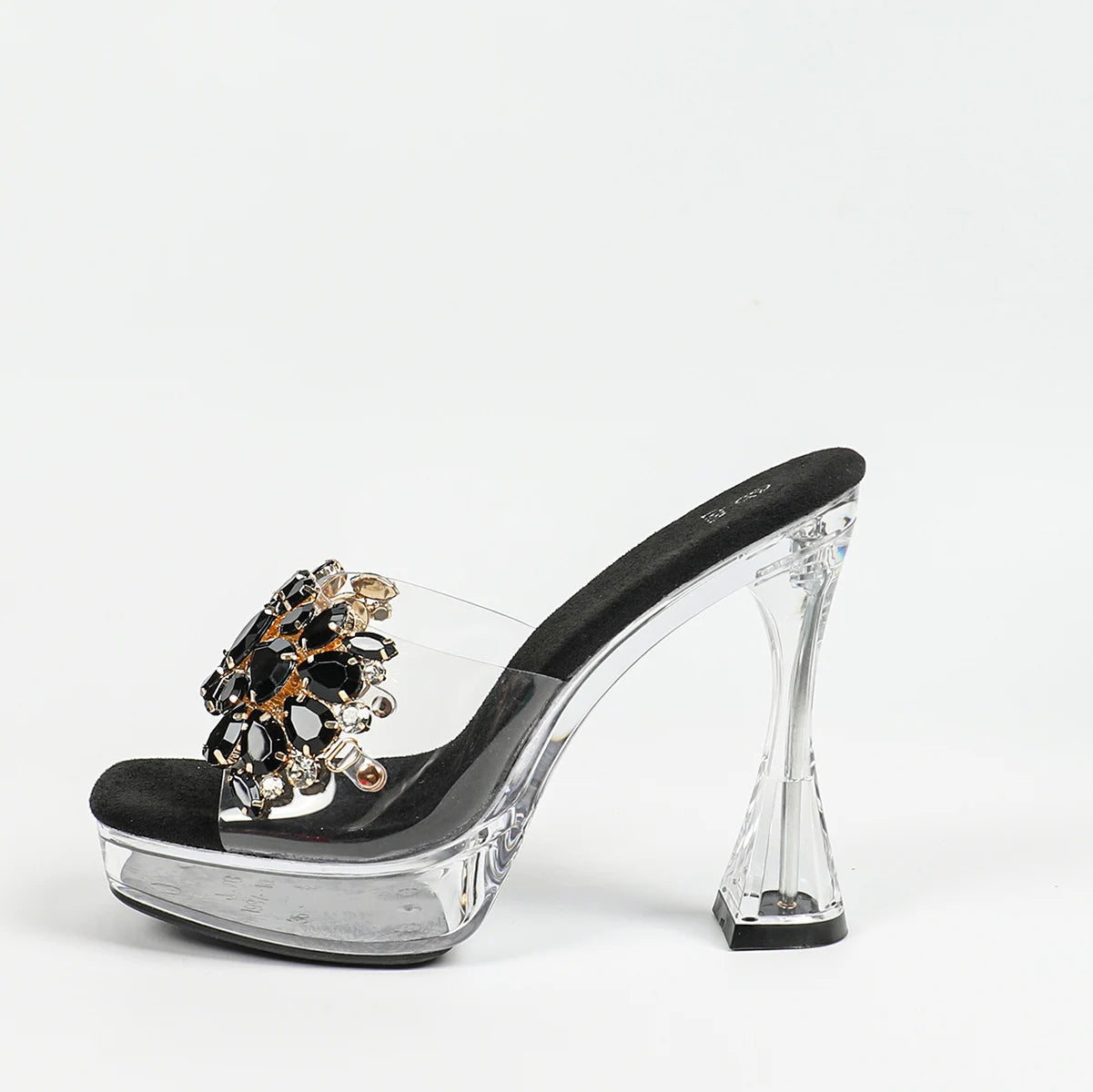 Fashion Rhinestone Slippers Women Thick Sole Platform High Heels Designer 2024 New Transparent Sandals Crystal Clear Slides Shoe