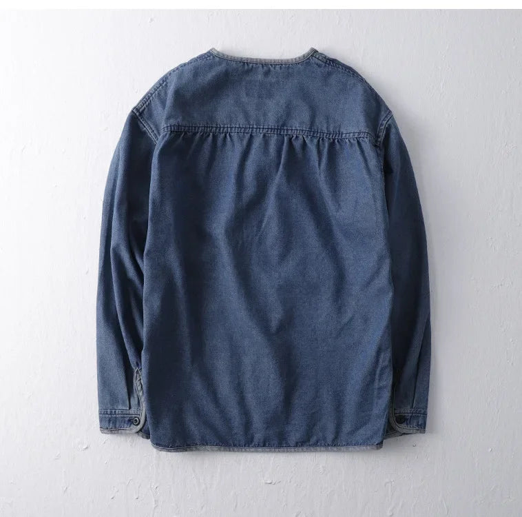 Amekaji Japan Retro Heavy Washing Workwear Clothes 100% Cotton Denim Jacket Men's Trendy Cardigan Top Taoist Robe Men's Jacket