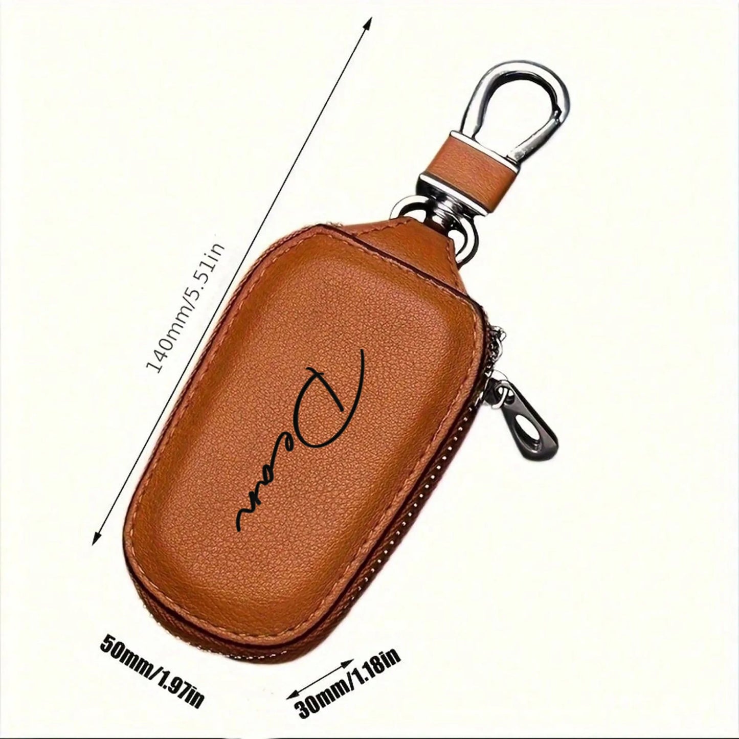 Personalized Custom Zipper Key Case Laser Engraving DIY Name Creative Keychain Cover With Zipper Durable PU Faux Leather Gifts