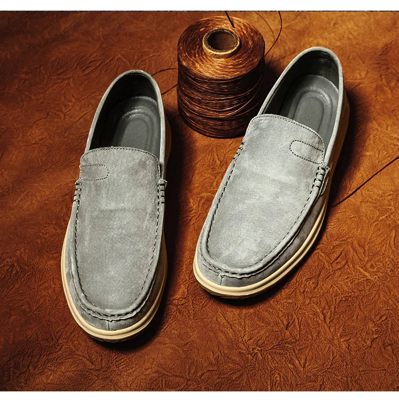 Men's Suede Casual Leather Shoes Fashionable Breathable Comfortable Driving Shoes Men Shoes