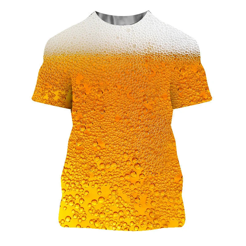 3D Printed Beer Graphic T Shirt for Men Clothing Summer Casual Women Oversized T-shirts Funny Kids O Neck Short Sleeve ropa Tops