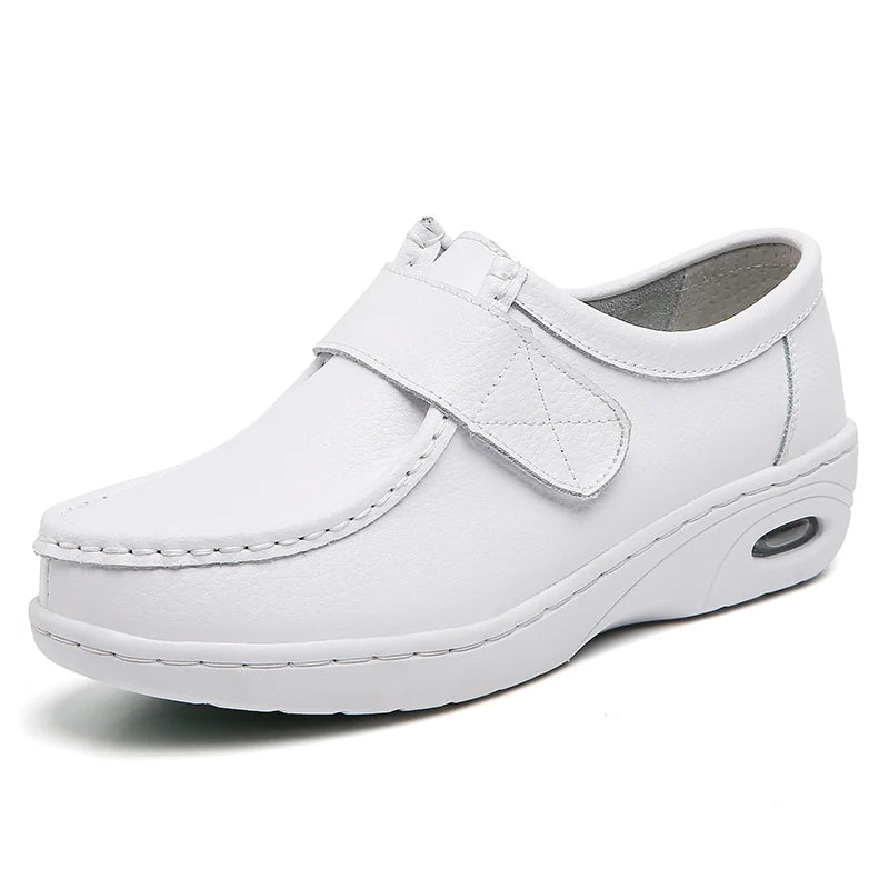STRONGSHEN Women Platform Wedges Casual White Shoes Soft Nurse Work Shoes Hollow Out Breathable Comfort Non-slip Nursing Shoes