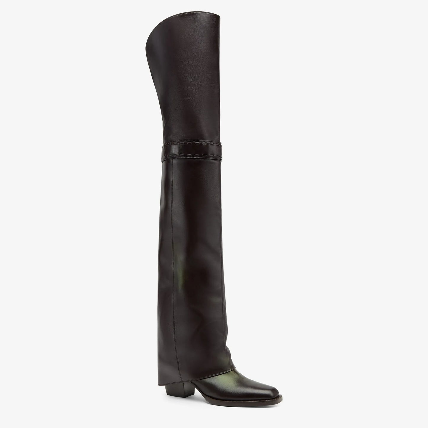 Elegant Temperament of European and American Women, Thick High Heels, Skirt Hem, Knee High Boots, Oversized Retro Knight Boots
