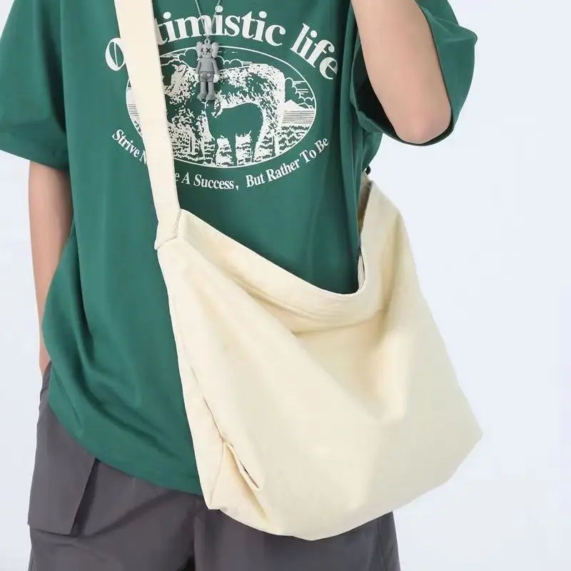 Simple Shoulder Bags Men Solid Cleanfit Unisex Bolsos Vintage Thicken Autumn Japanese Harajuku Canvas Large Capacity Handbags