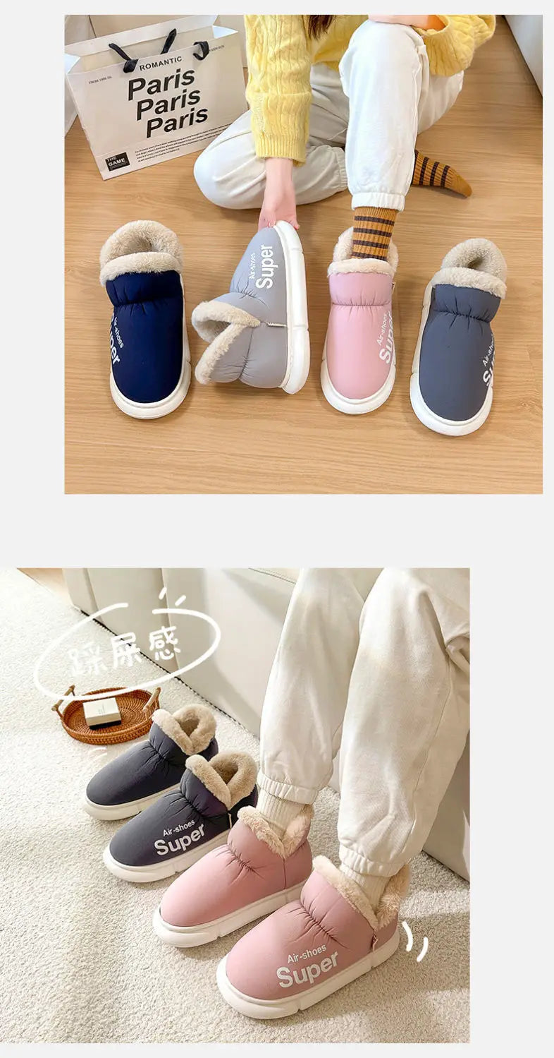 Winter Plush Men Cotton Shoes Warm Plush Men House Slippers Outdoor Soft Non Slip Women's Shoes Casual Furry Men Shoes