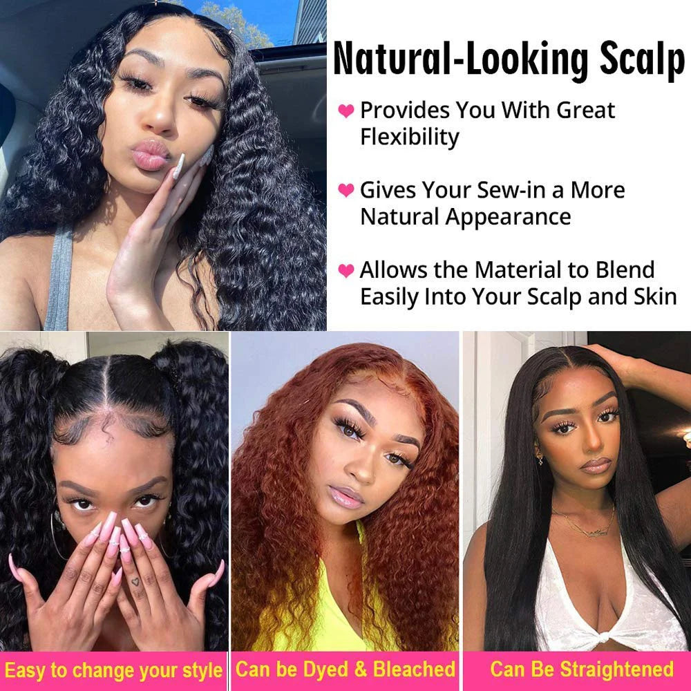 13x6 Brazilian Deep Wave Transparent Lace Front Human Hair Wigs For Women Pre plucked Wig No Glue Precut Lace Wig Isee Remy Hair