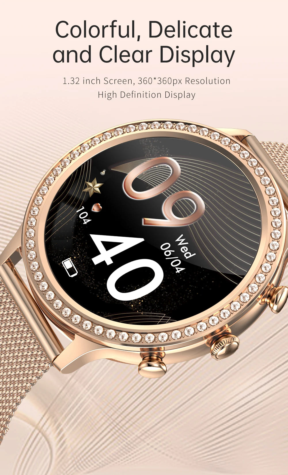 SmartWatch Women Bluetooth Call Smart Watches HD Large Screen Watches Multi-sport Mode Heart Rate Monitoring Strong Battery Life
