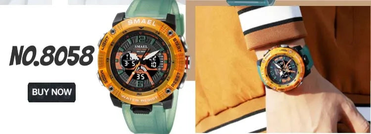 SMAEL 8007 Men's Analog Digital Dual Display Sport Watch - 50M Waterproof LED Backlight Alarm Stopwatch Chronograph Shockproof