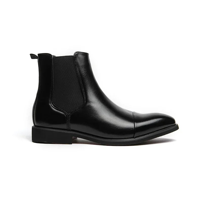 Chelsea Boots for Men Red Sole Pu Ankle Business Round Toe Slip-On Mens Boots Size 38-46 Men Shoes