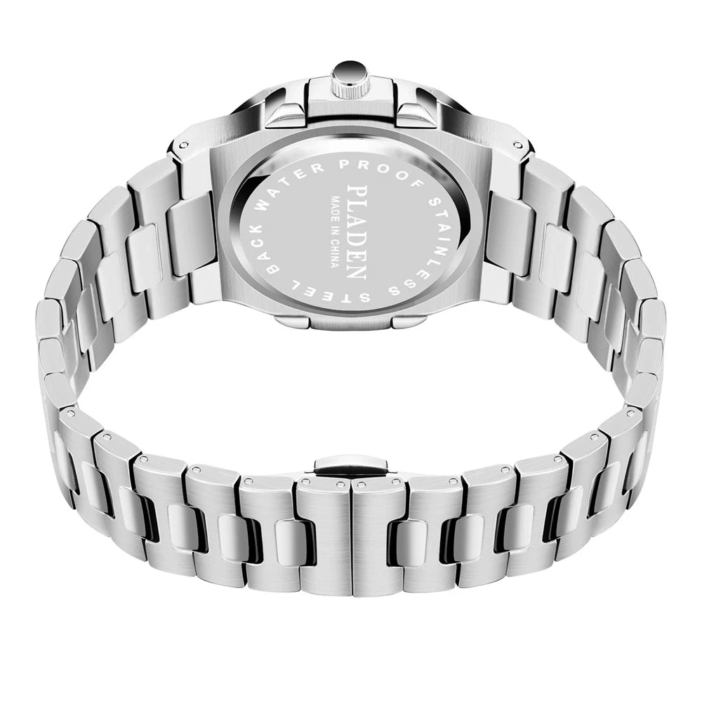 PLADEN Men's Quartz Watch Stylish Business Wristwatches Stainless Steel Calendar Waterproof Watches For Male High Quality New