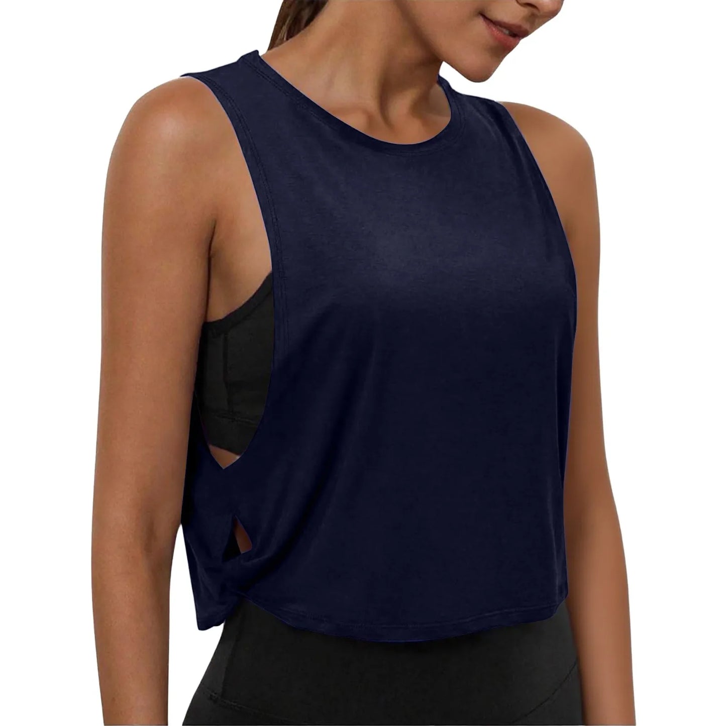 Women Sleeveless Yoga Top Breathable Gym Vest Tank Crop Top Running Tee