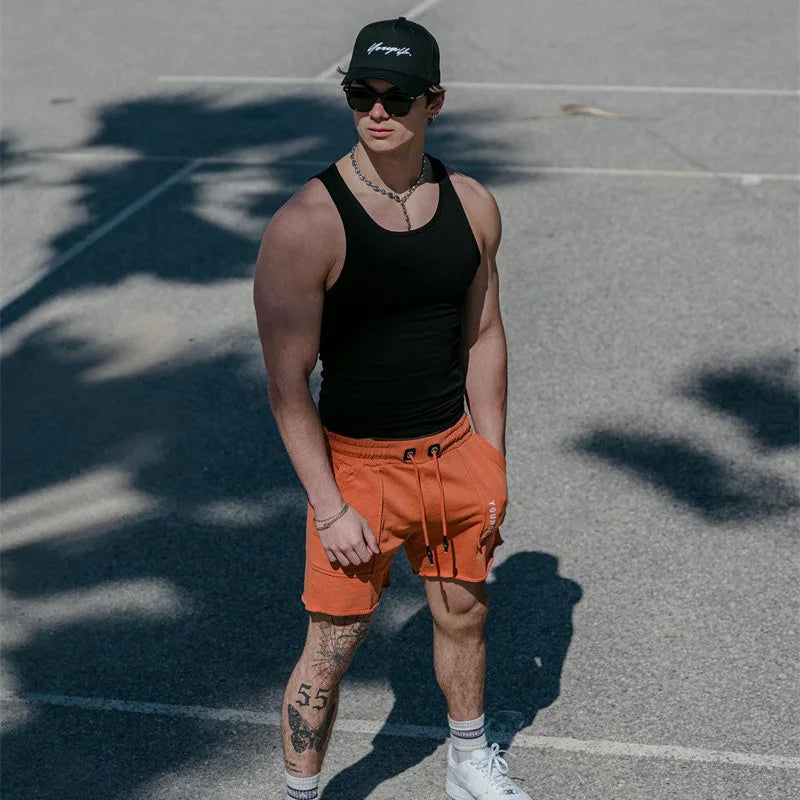 Spring Summer Knit Ice Silk Ribbed Fitness Sports Casual Slim-fit Men's Vest Men's I-line Muscle Vest Cotton Men