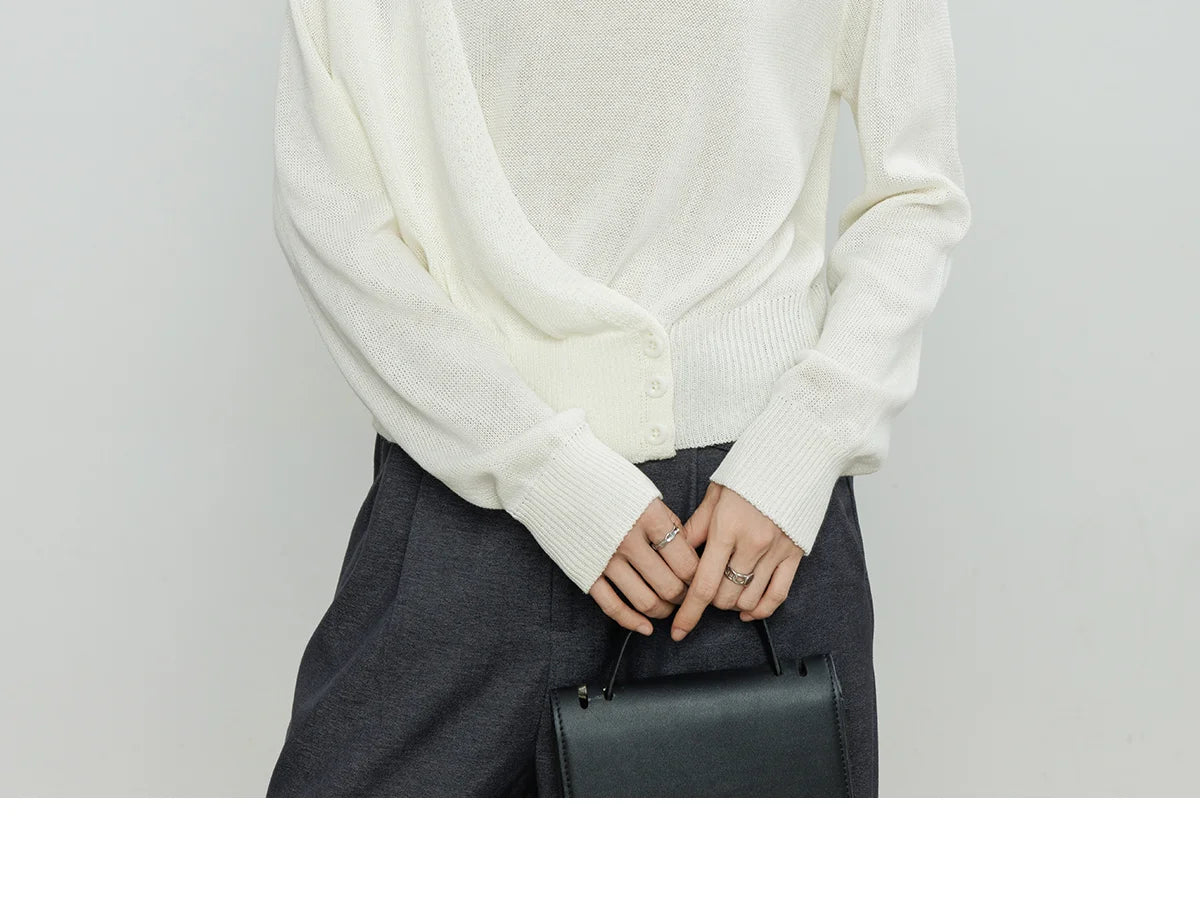 Fashion Retro Knitted Sweater for Women in Spring 2025 New Round Neck Long Sleeve Loose Top Solid Color Personalized Pullover