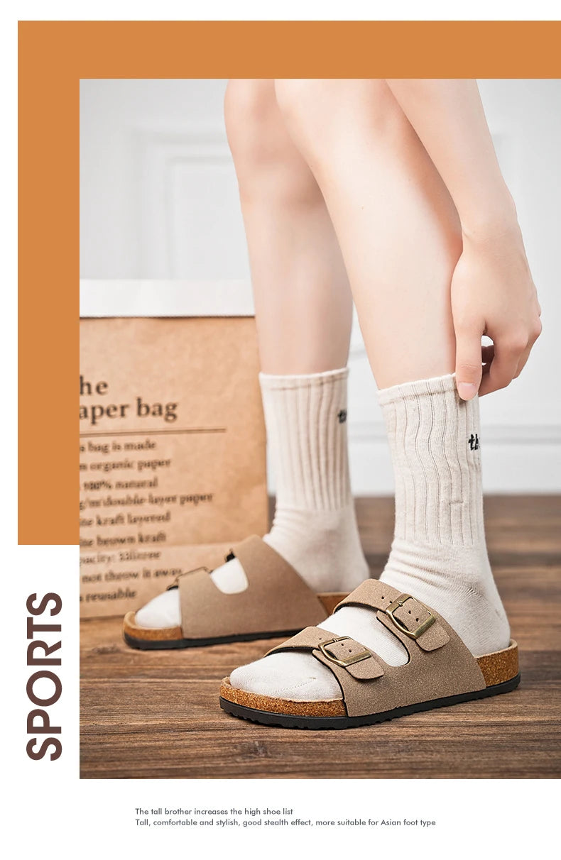 Brand Men Women Sandals Summer Designer Couple Cork Clogs Sandals Luxury Classic Unisex Mules Beach Slide With Adjustable Buckle