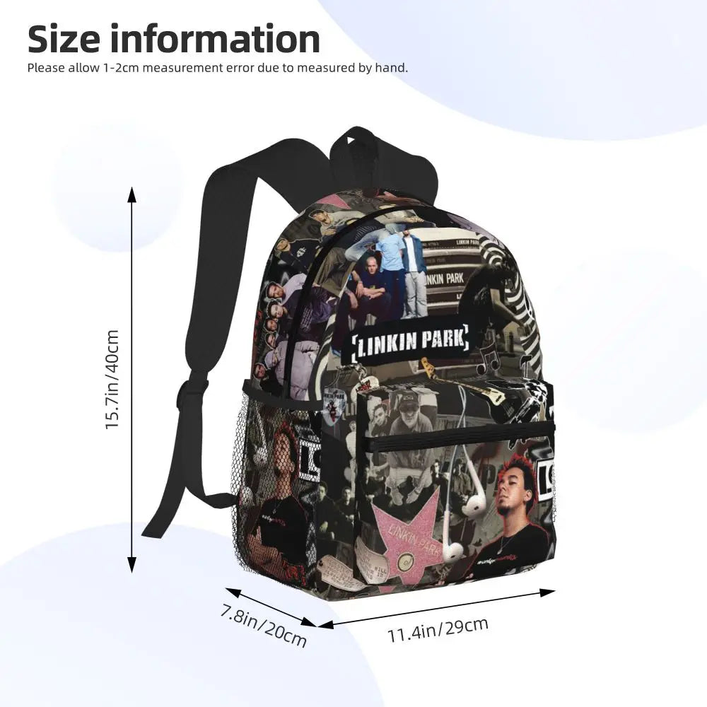 L-Linkin-S P-Park-S Band Student Backpack School Bag Hiking Travel Daypack for Boys Girls Fashion Bookbag Shoulder Bags
