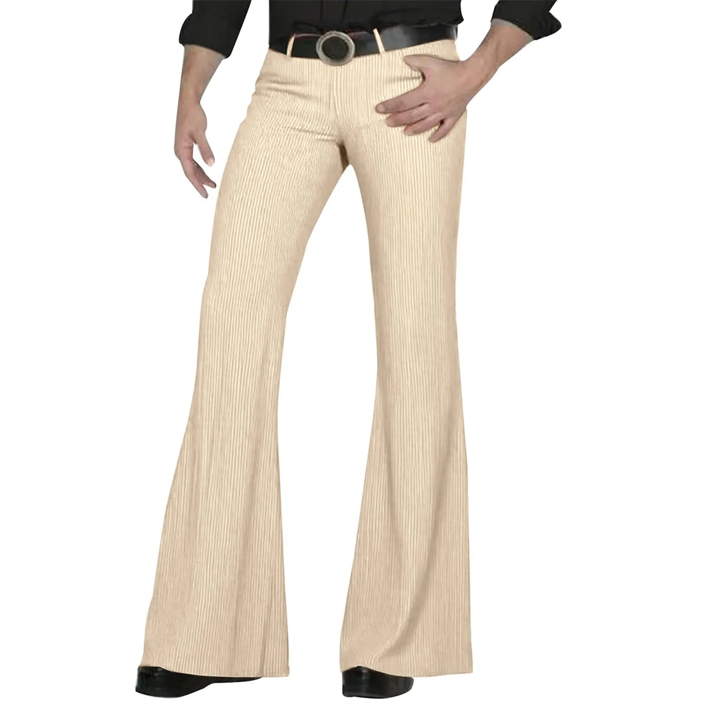 Men's fashion Retro Disco Flared Pants Loose Stretch Vintage Trousers Fit Flared Comfortable Retro Stretch Twill Men's Trousers