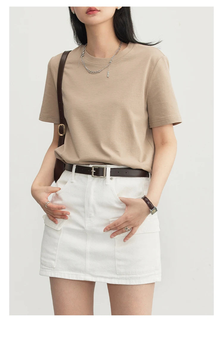 CHIC VEN Women's Tees Basic O Neck Short Sleeve Pullover T-shirt for Woman Solid Female Top Casual Ladies Tshirt Summer 2024