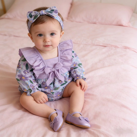 Baby Girls Romper Dress Long Sleeve Flower Embroidery Dress With Bow Headband For Toddlers Jumpsuit Elegant Princess Outfits
