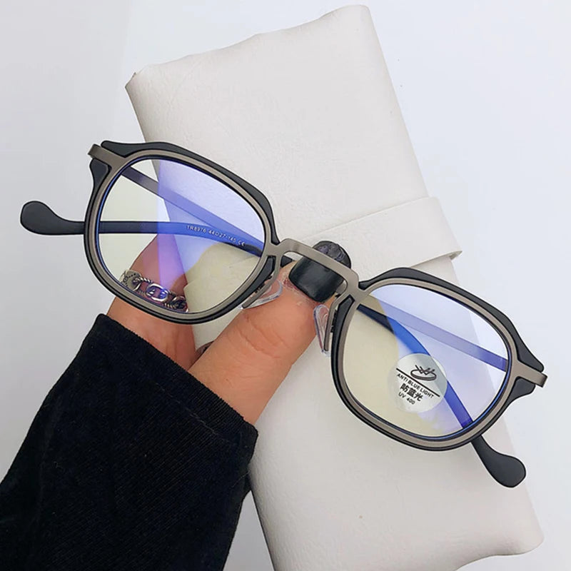 Blue Light Computer Glasses Men TR90 Metal Round Frame Myopia Glasses Women Vintage Optical Nearsighted Eyeglasses 0 To -600 BAZAARHUBO