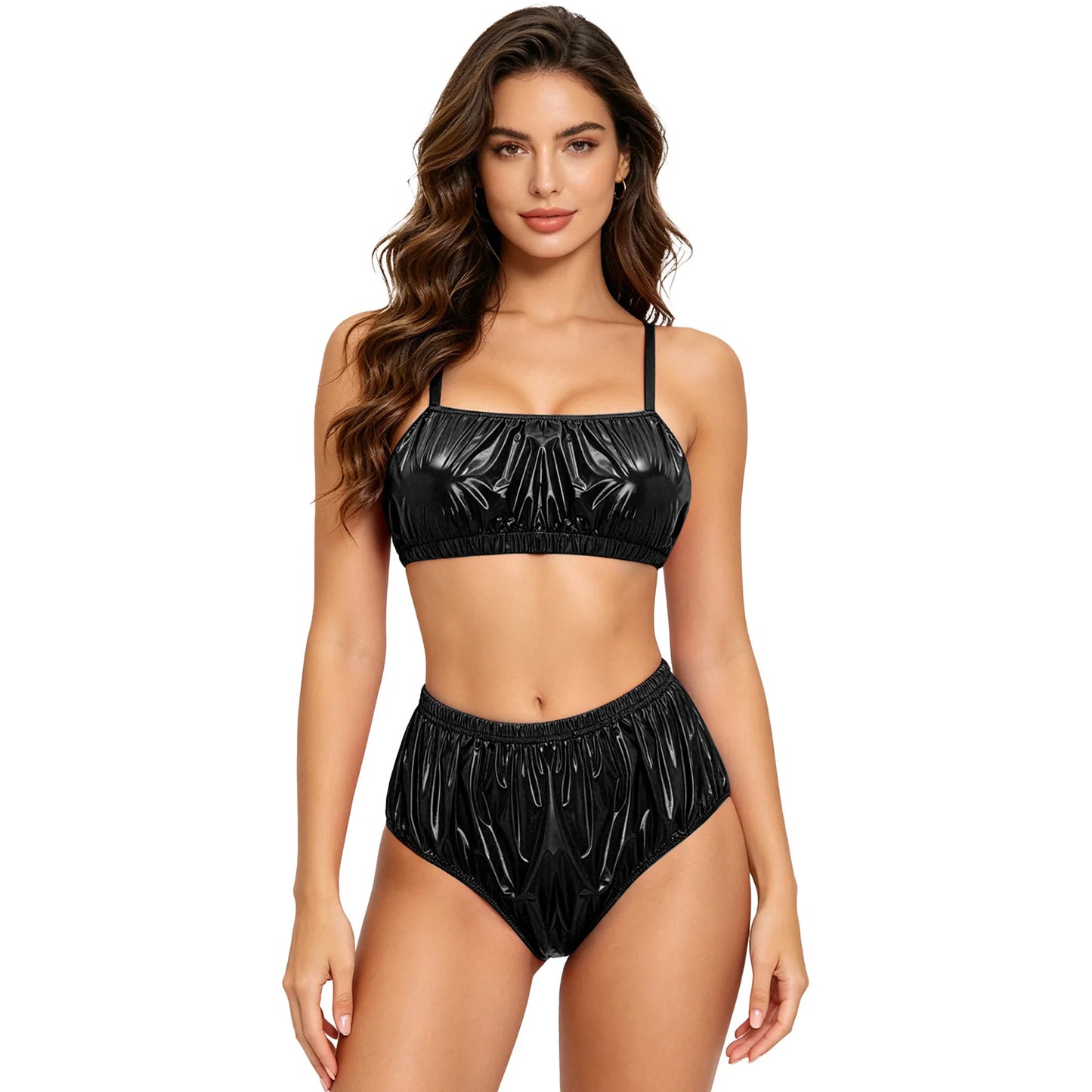 Women's Swimsuit Beach Bathing Suit Two Pieces Swimwear No-pad No-wire Bra Top And Elastic Band Swim Bottom Beachwear Clubwear