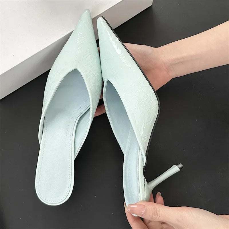 Eilyken Sexy Elegant Shallow Pointed Toe Mule Women Slippers Pumps Fashion Thin High Heels Stripper Dress Ladies Shoes