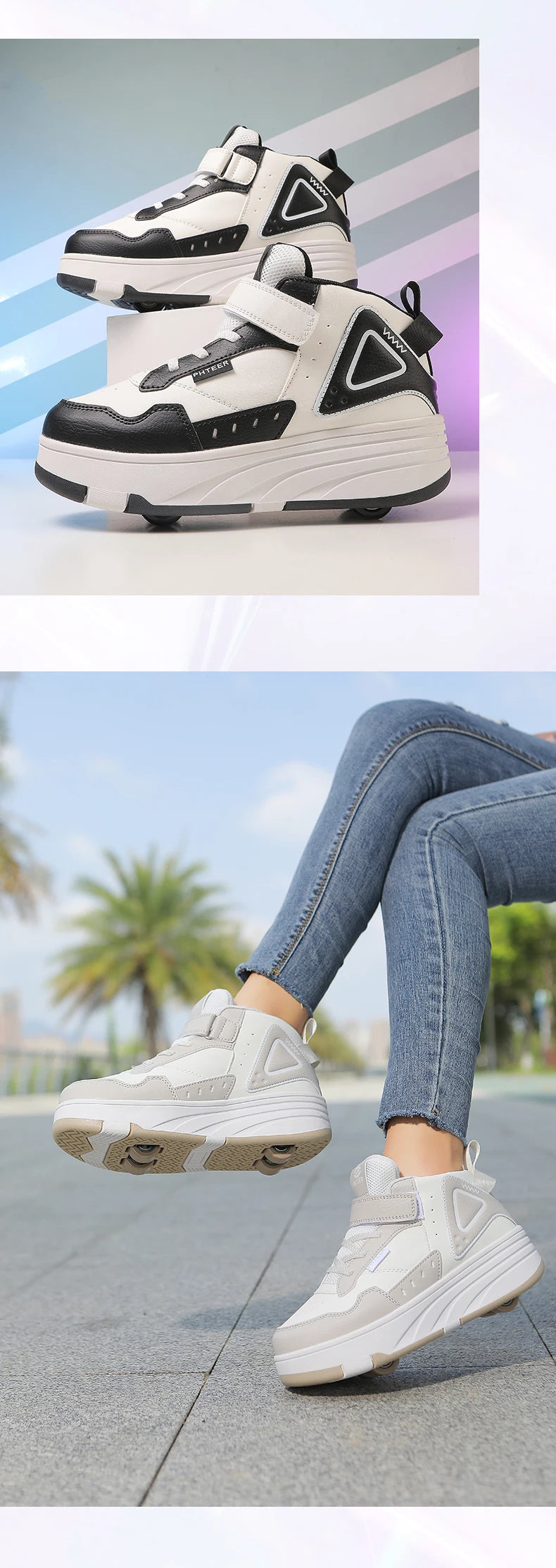 Boys and Girls Roller Skate Shoes Fashion Casual Sports Children 4-Wheels Sneakers for Kids  Gift Nice Footwear