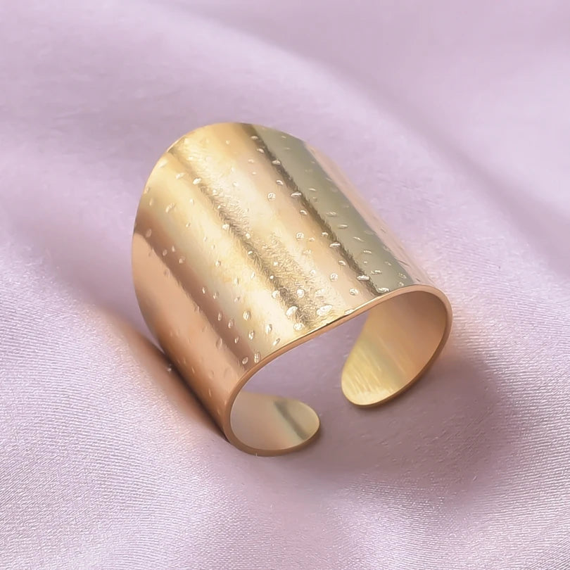 1/2/3pcs Mix Color Chunky Wide Ring Open Stainless Steel Rings For Women Men Accessories Irregular Surface Kpop Fashion Jewelry