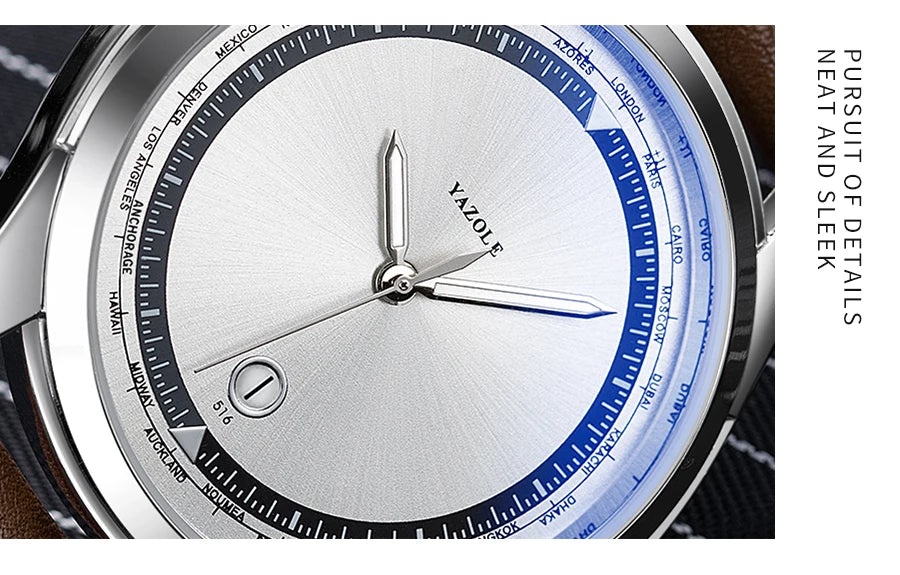 YAZOLE Men's Watch Minimalist Luxury Quartz Man Watch Original Leather Strap Waterproof Calendar Watches Relogio Masculino