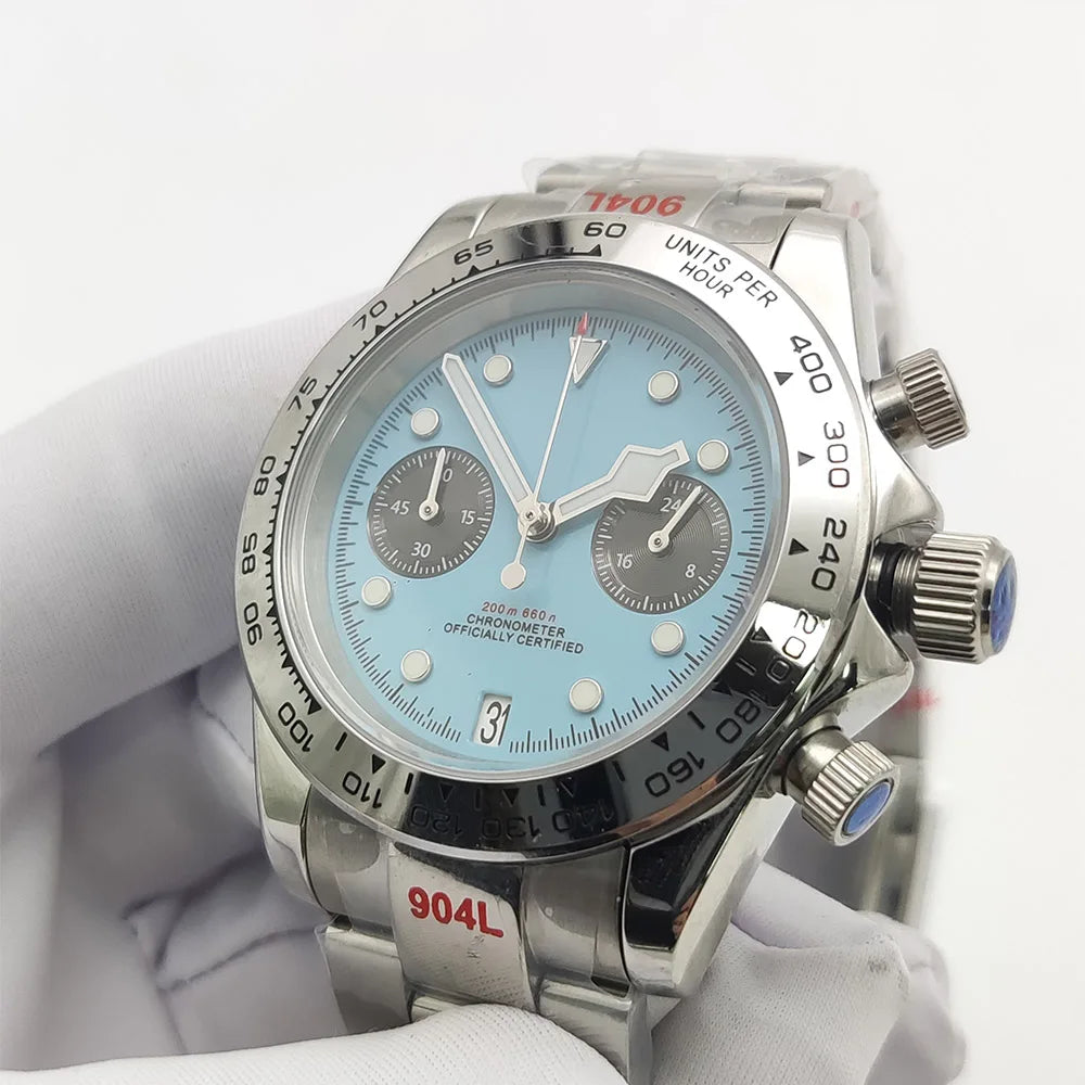39mm VK64 Quartz Chronograph Men's Watch Sapphire Glass Waterproof Sport quartz watches Stainless Steel Strap Reloj Hombre