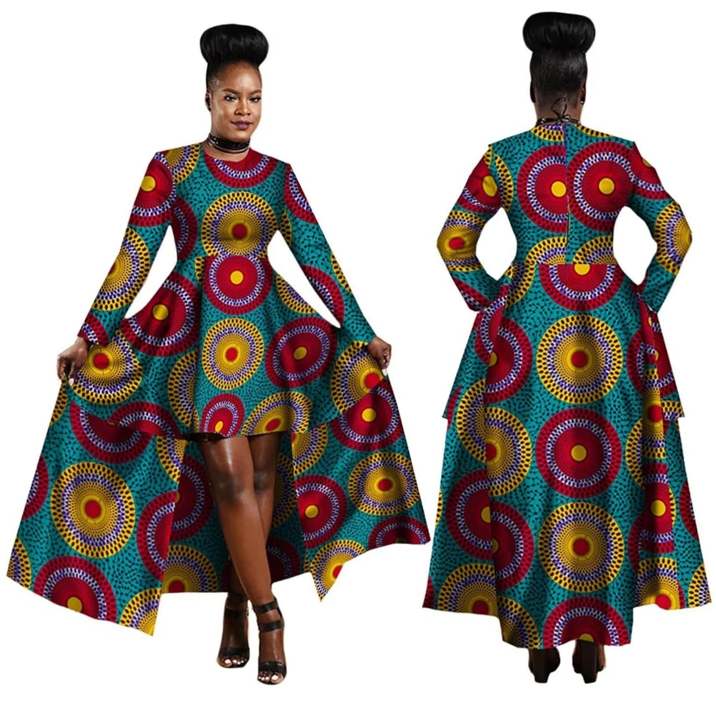 African Dresses for Women Dashiki Kente Style Print Dress Cotton Wax Print Sexy Maxi Long Dress for Ladies Africa Clothes WY1268