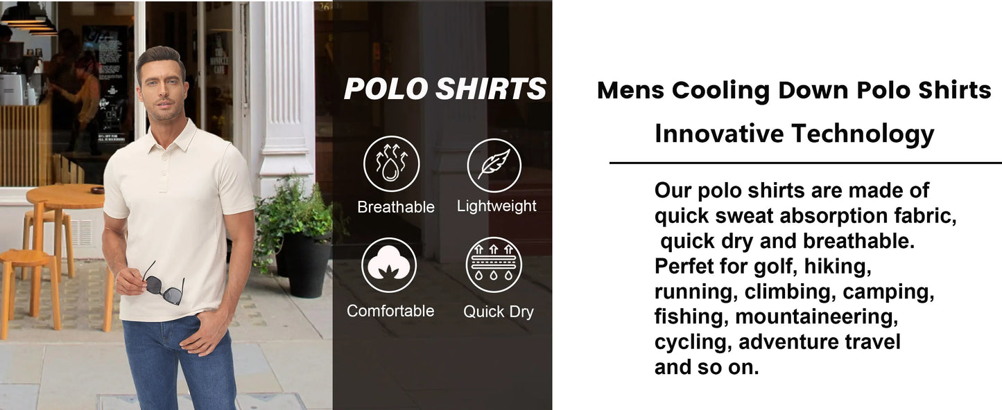 TACVASEN Summer 72% Cotton Polos T-shirts Mens Breathable Golf Polo T-Shirt Active Sport Hiking Tee shirts Casual Work Tops Male