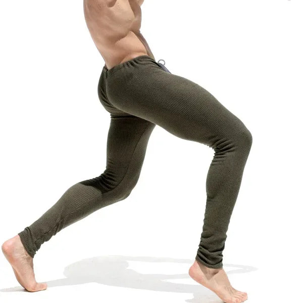 Soft and Comfortable Small Foot Pants Autumn & Winter New Men's Casual Elastic Knitted Pants Mens Slim-fit Elastic Fitness Pants