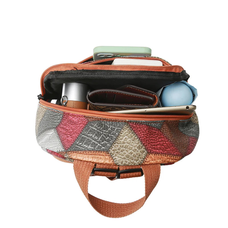 Men's and Women's Durable Shoulder Backpacks - Versatile Patchwork Style Fashion Casual Backpack for Traveling