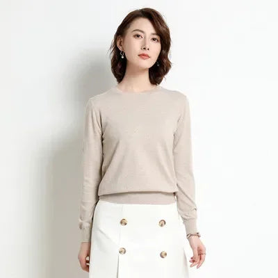 Autumn Winter Women's Sweater O-neck Cashmere Solid Pullovers Slim Bottoming Shirt Long Sleeve Casual Basic Pull Femme Sweater
