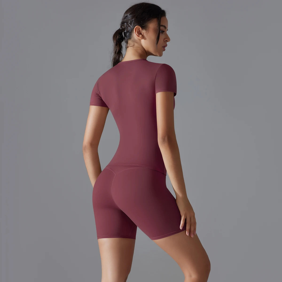 Yoga Set Women Sports Short Sleeve Top With High Waist Leggings Running Jogging Workout Workout Clothes Sports Fitness Gym Sets