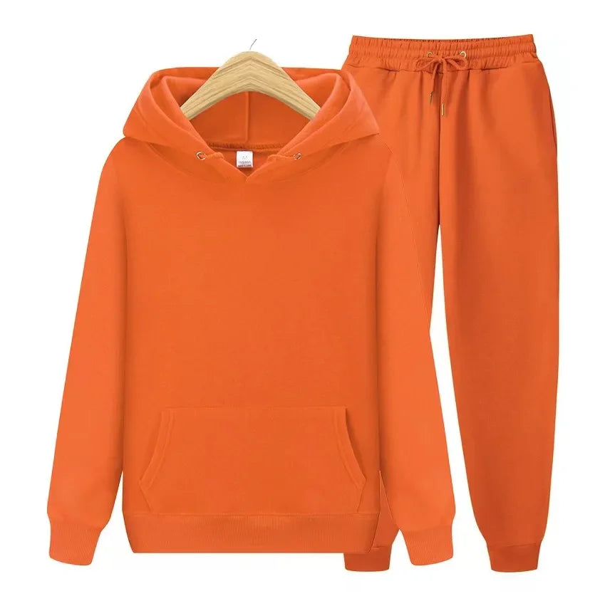 2026 men's autumn and winter casual two-piece hooded sweatshirt and pocket pants regular fit outdoor sports set BAZAARHUBO