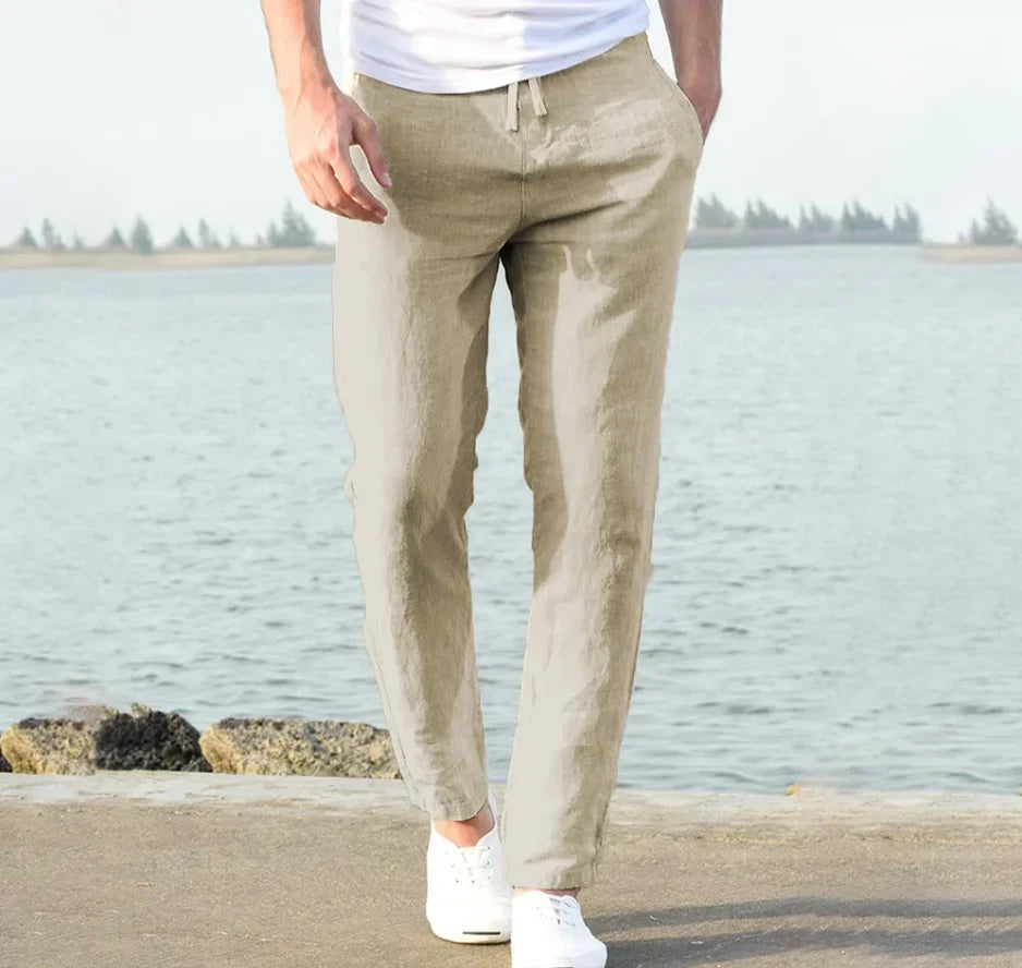 2025 New Fashion Mens Linen Wide Pants Trousers Oversize Sports Streetwear Male Spring Yoga Pants Casual Men Clothing Sweatpants