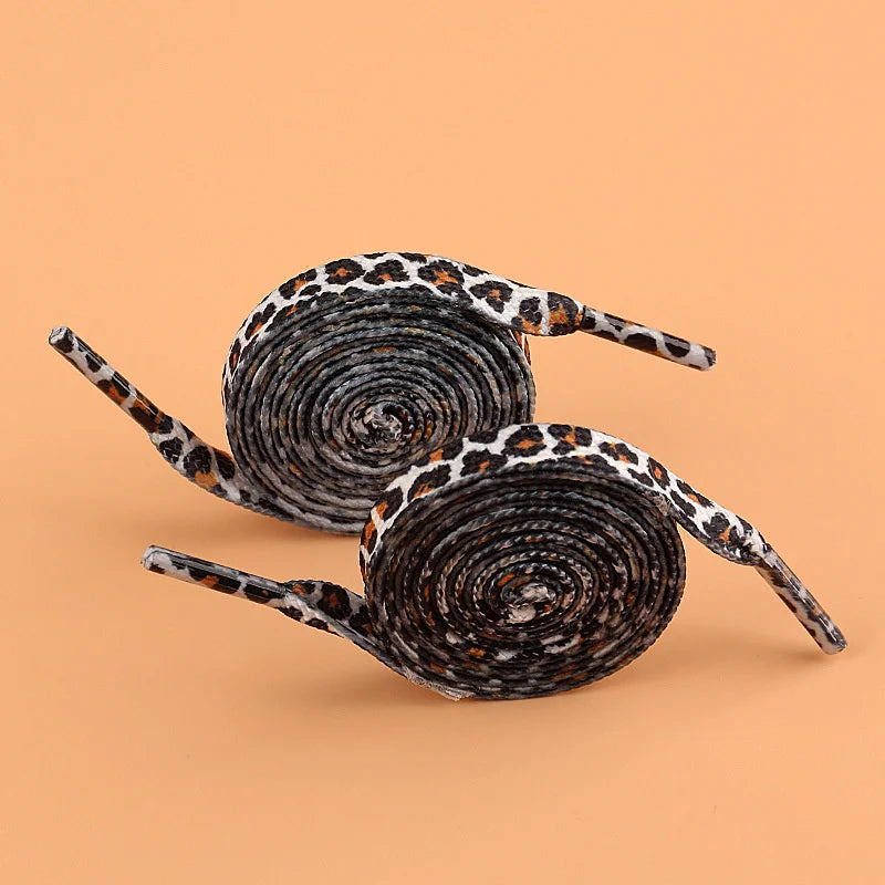 1Pair 80/120/160CM Classic Leopard Patten Print Shoelace Creative Unisex Trainers Canvas Shoe Lace Flat Shoelaces Shoes Strings