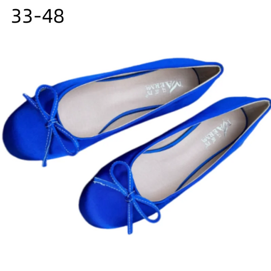 Women Plus Sizes 48 47 33 Dough Shoes With Knot Wide Fitting Round Toe Silk Stain Slip-On Pinkish Gold Blue Footwear Hand-Made